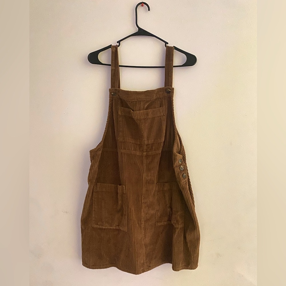 Tan corduroy overall dress (perfect for fall!)
